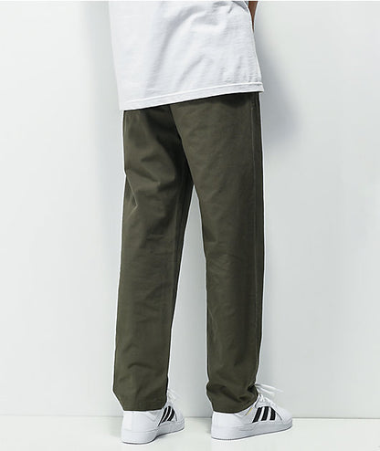 Krooked Pant Eyes Olive Red EMB Elastic Stretch Waist Skateboard Bmx Pants