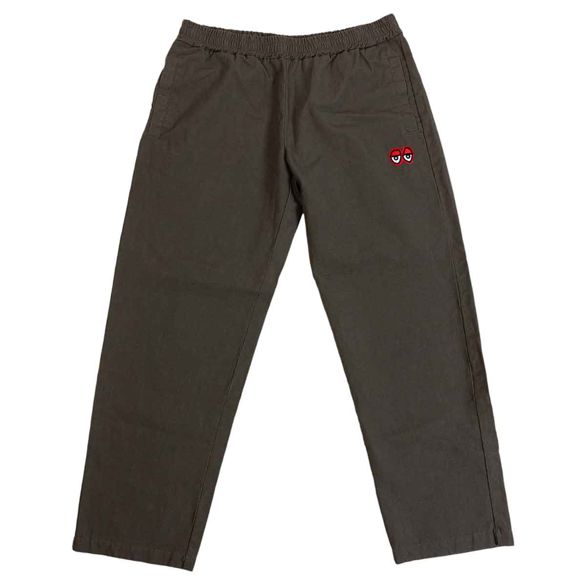 Krooked Pant Eyes Olive Red EMB Elastic Stretch Waist Skateboard Bmx Pants