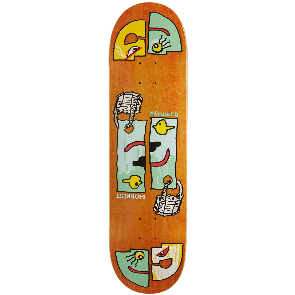 Krooked Skateboard Deck Bobby Worrest Lockup Slick Twin 8.3"
