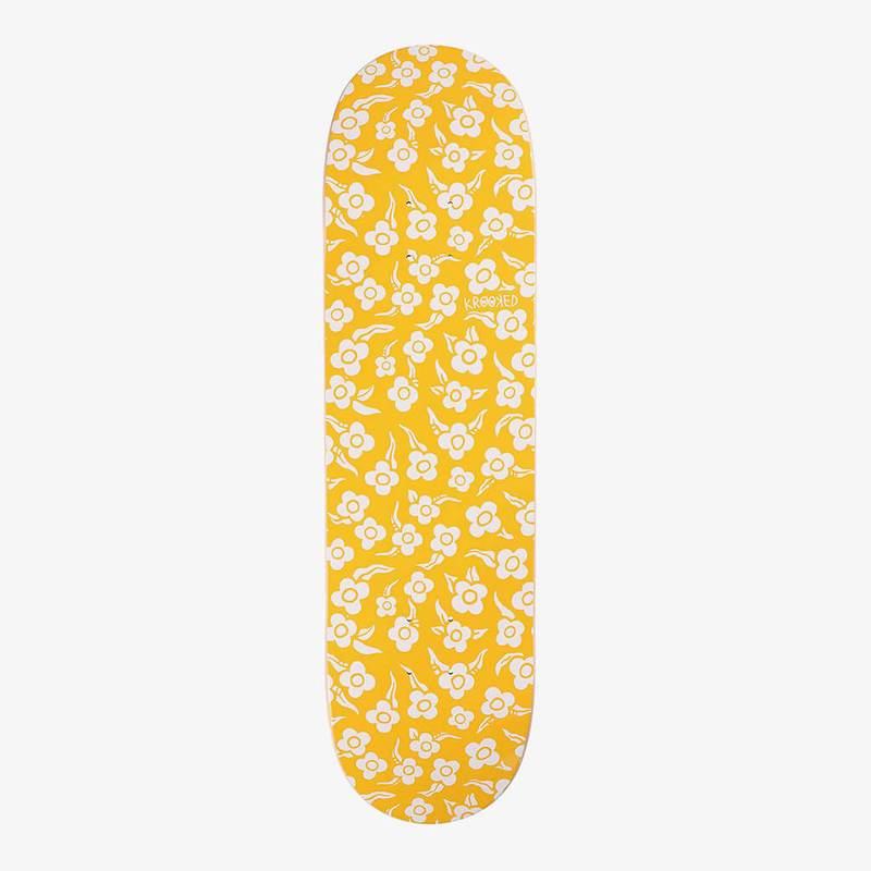 Krooked Skateboard Deck Flowers 8 5 Pp Yellow