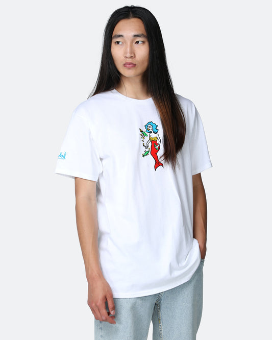 Krooked Skateboards Tee Mermaid White Skateboard T-Shirt
