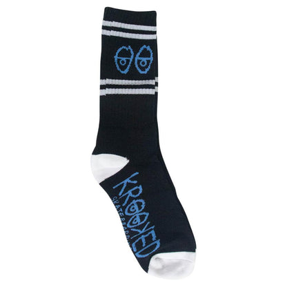 Krooked Socks Eyes Black Blue White SIZE 7-11 Crew Skateboard Sox