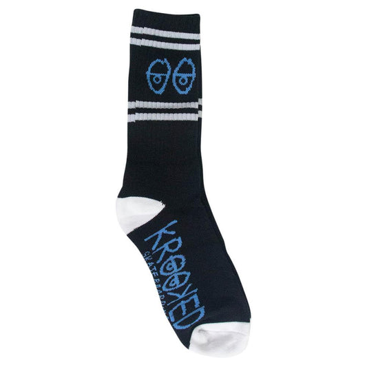 Krooked Socks Eyes Black Blue White SIZE 7-11 Crew Skateboard Sox