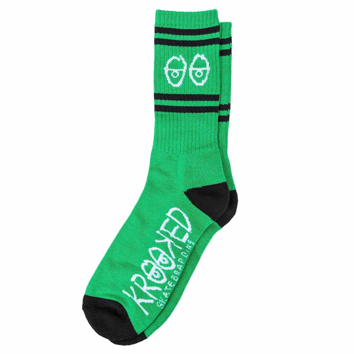 Krooked Socks Eyes Green Black White Size 7 11 Crew Skateboard Sox