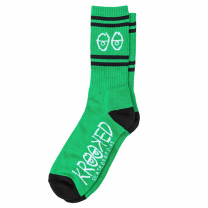 Krooked Socks Eyes Green/Black/White SIZE 7-11 Crew Skateboard Sox