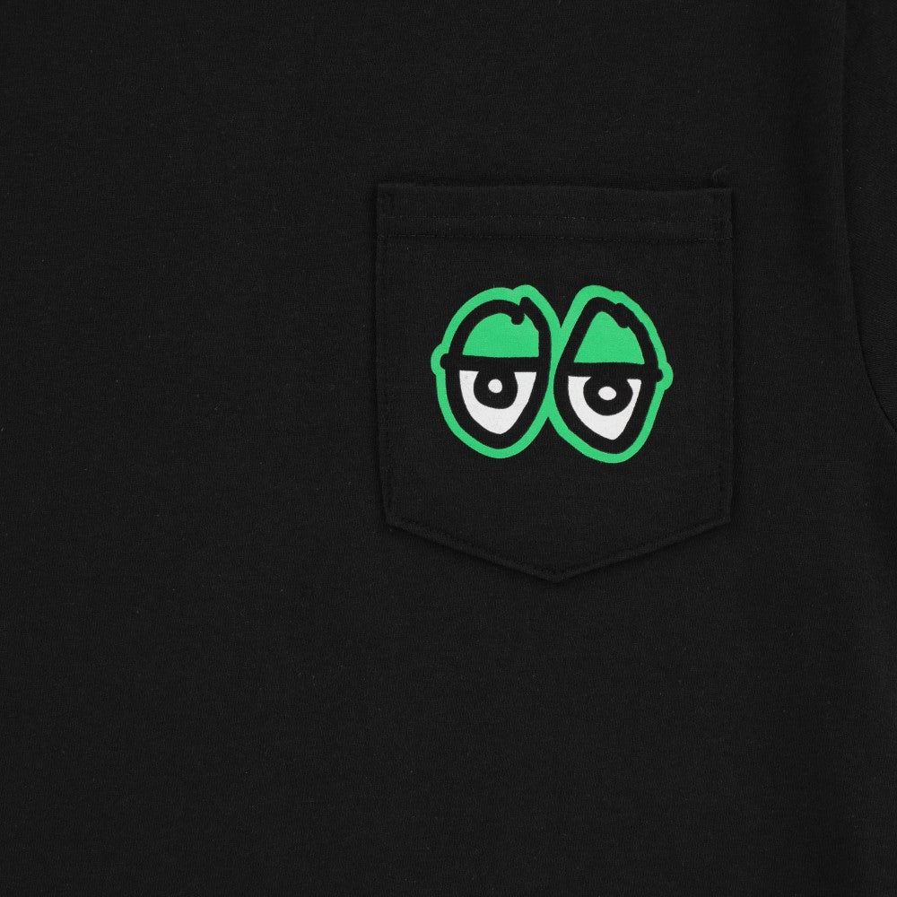 Krooked Tee Pocket Strait Eyes Black/Green Skateboard T-Shirt
