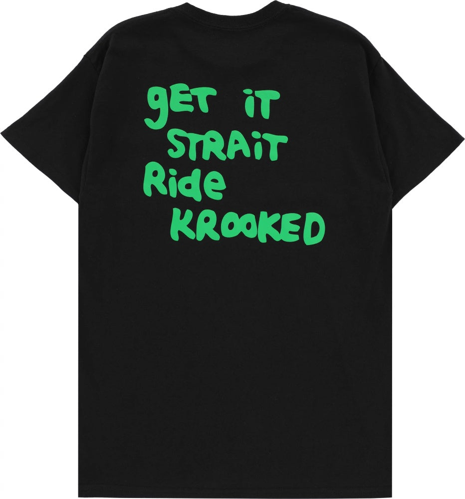 Krooked Tee Pocket Strait Eyes Black/Green Skateboard T-Shirt