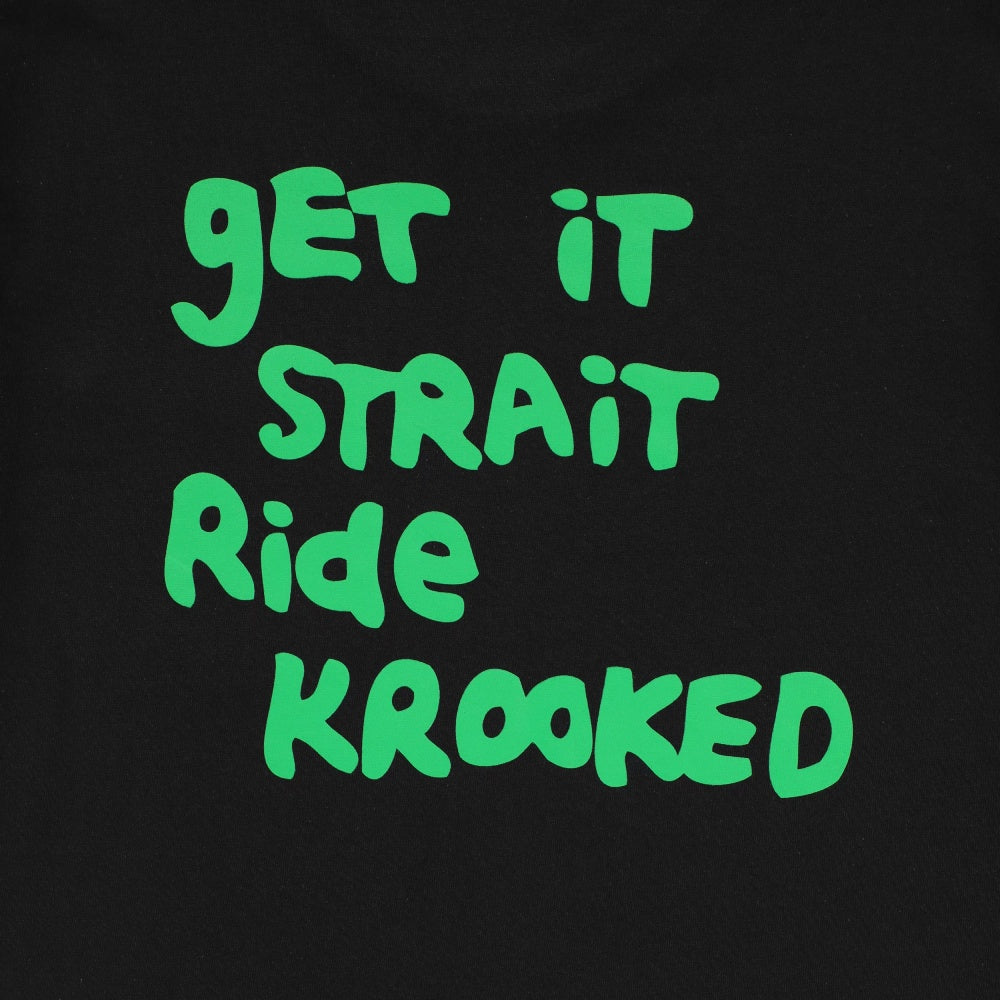 Krooked Tee Pocket Strait Eyes Black/Green Skateboard T-Shirt