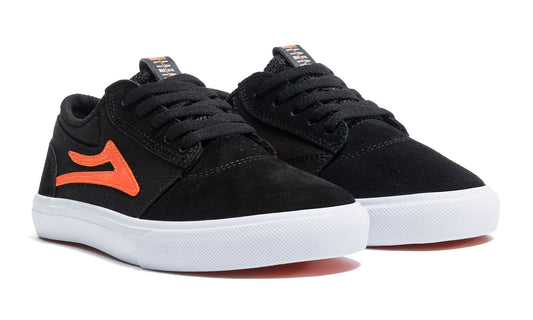 Lakai Shoes Griffin Kids Black Orange Suede USA SIZE Skateboard Sneakers