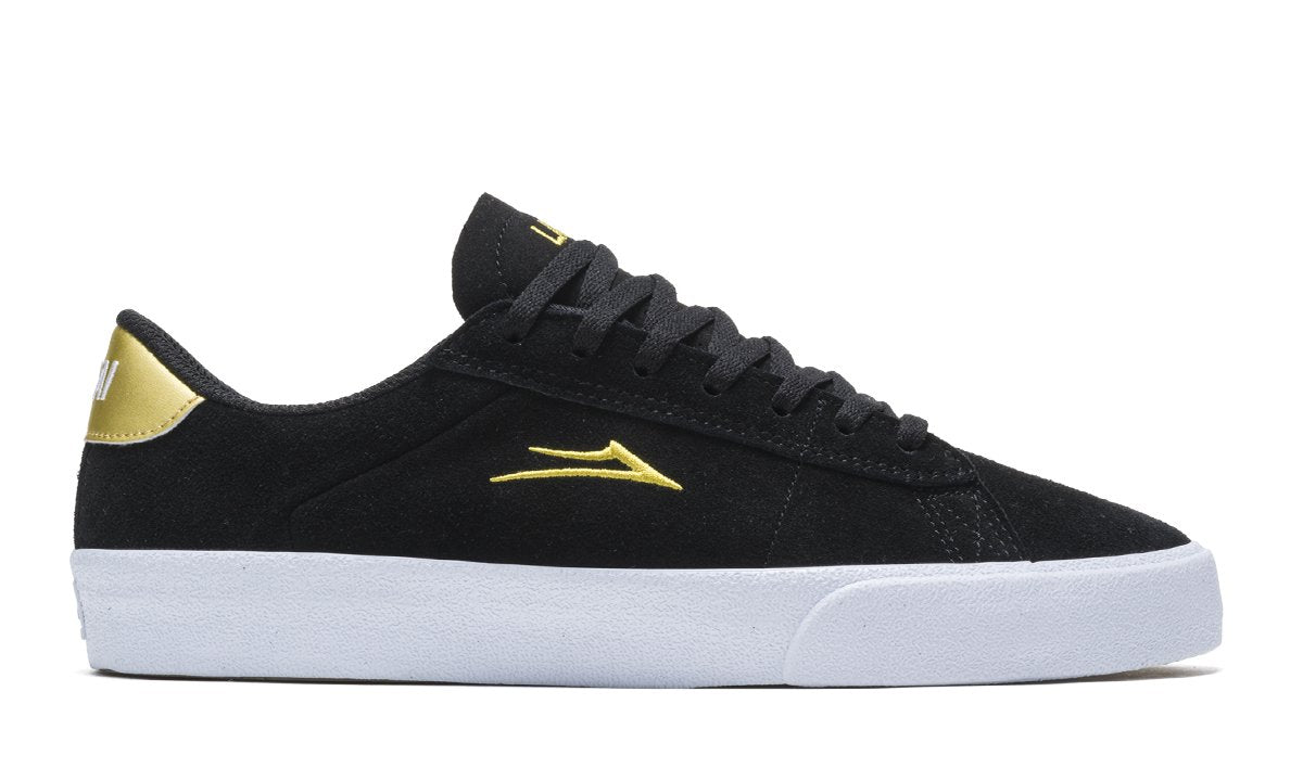 Lakai Shoes Newport Black Gold Suede USA SIZE Skateboard Sneakers