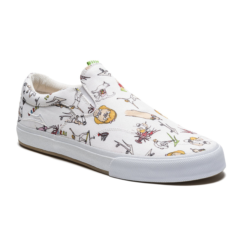 Lakai Shoes Owen VLK White Canvas Slip-on Porous Walker Skateboard Sneakers