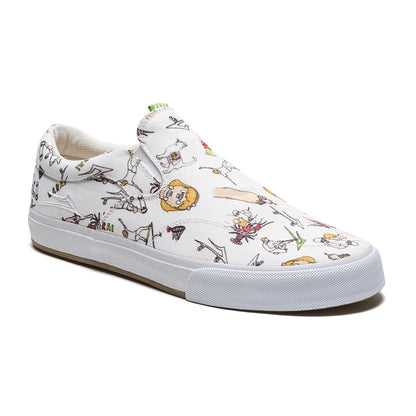 Lakai Shoes Owen VLK White Canvas Slip-on Porous Walker Skateboard Sneakers