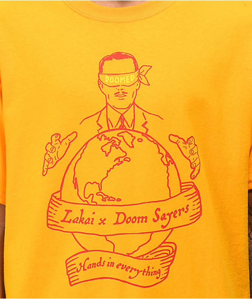 Lakai Shoes Tee x Doomsayers Club Corp World Yellow Skateboard T-Shirt