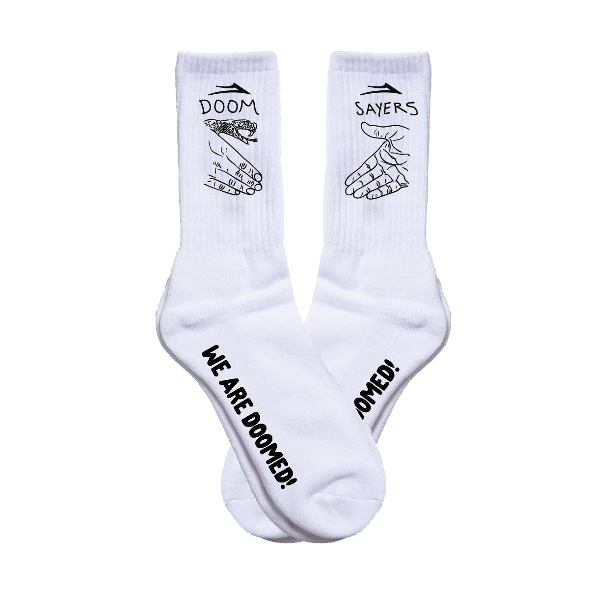 Lakai Shoes x Doomsayers Socks White OSFM Limited Edition Skateboard Sox