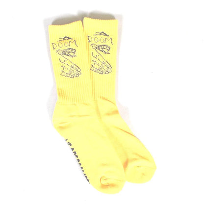 Lakai Shoes x Doomsayers Socks Yellow OSFM Limited Edition Skateboard Sox