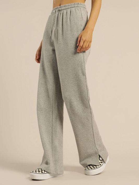 Stussy Womens Shadow Script Wide Track Pant Grey Marle