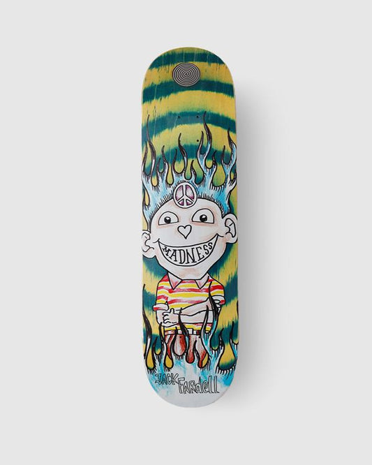 Madness Skateboard Deck Jack Gonz R7 Green Swirl 8.5" Mark Gonzales Guest Art