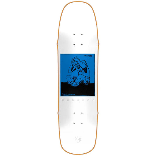 Madness Skateboard Deck Stressed WHITE/BLUE 8.5" R7 Shaped