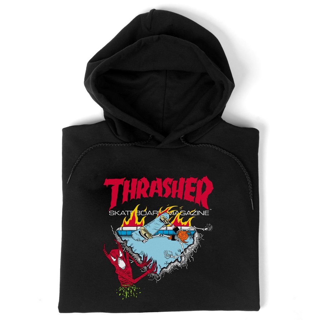 Thrasher Hood Neckface 500 Black Skateboard Jumper Sweater