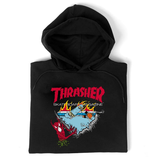 Thrasher Hood Neckface 500 Black Skateboard Jumper Sweater