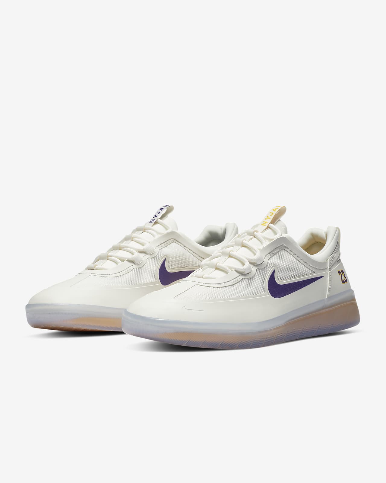 Nike SB Shoes Nyjah Free 2 NBA Summit White/Amarillo/White Skateboard Sneakers