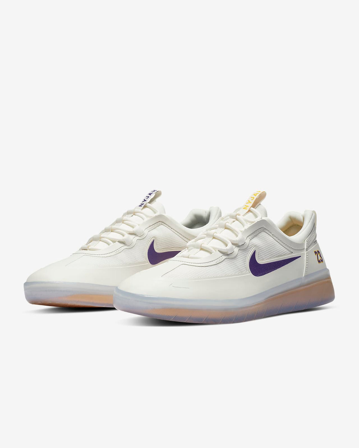 Nike Sb Shoes Nyjah Free 2 Nba Summit White Amarillo White Skateboard Sneakers