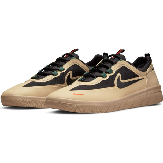 Nike SB Shoes Nyjah Free 2 Rattan Black-Noble Green-Orange Skateboard Sneakers