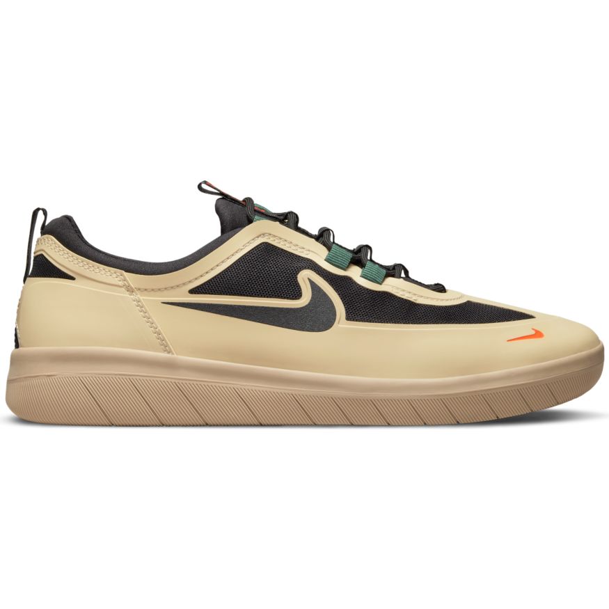 Nike SB Shoes Nyjah Free 2 Rattan Black-Noble Green-Orange Skateboard Sneakers