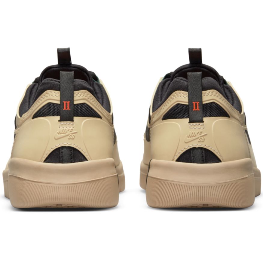 Nike SB Shoes Nyjah Free 2 Rattan Black-Noble Green-Orange Skateboard Sneakers