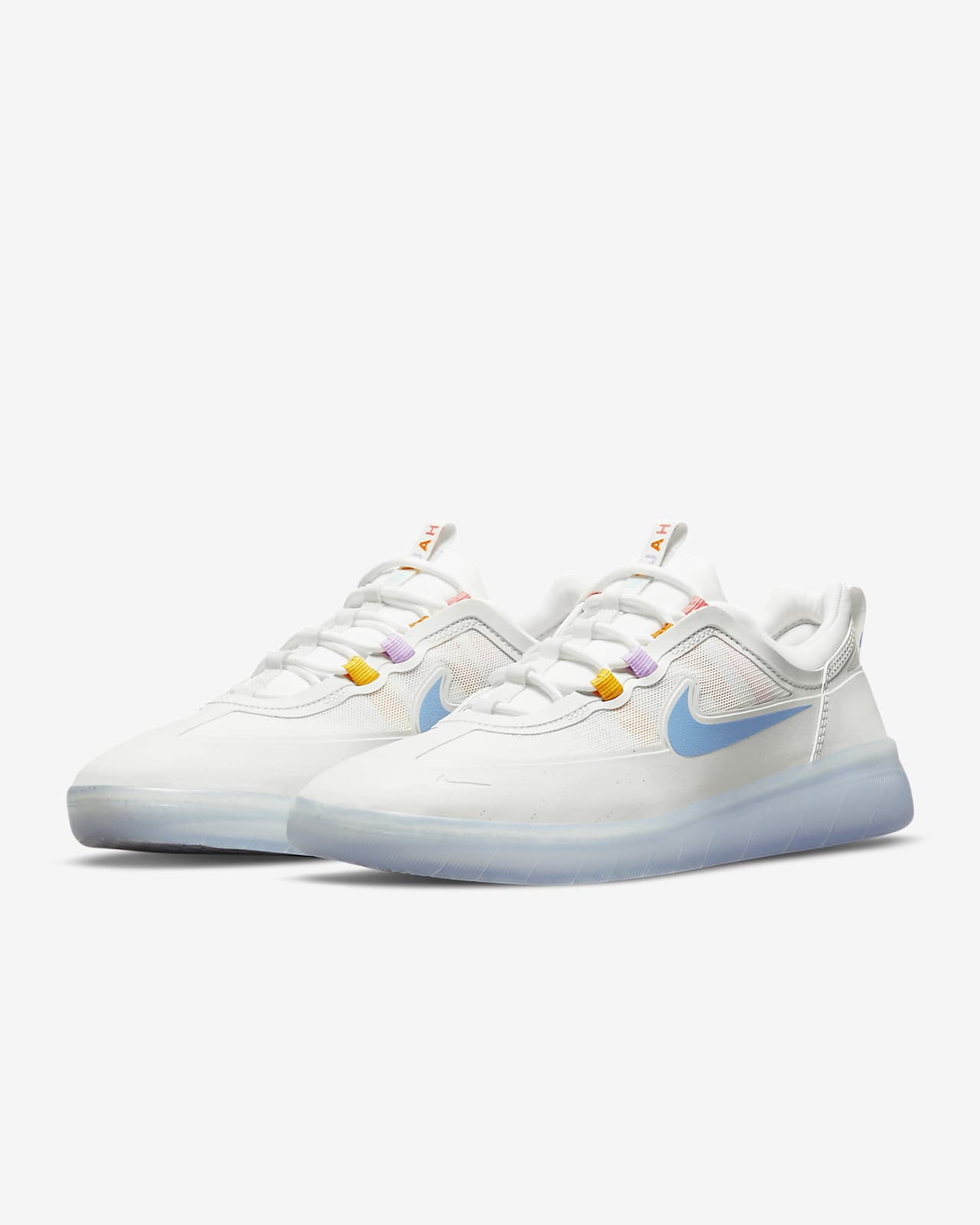 Nike SB Shoes Nyjah Free 2 Summit White/Coast-Pink Salt Skateboard Sneakers