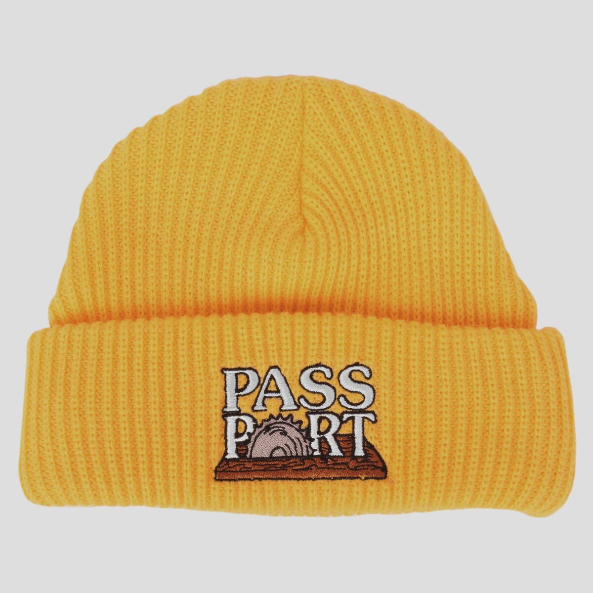 Passport Beanie Circle Saw Yellow OSFA Pass port Skateboard Headwear