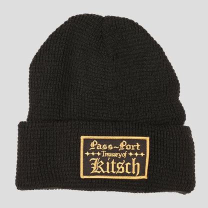 Passport Beanie Treasury Waffle Knit Black OSFA Pass port Skateboard Headwear