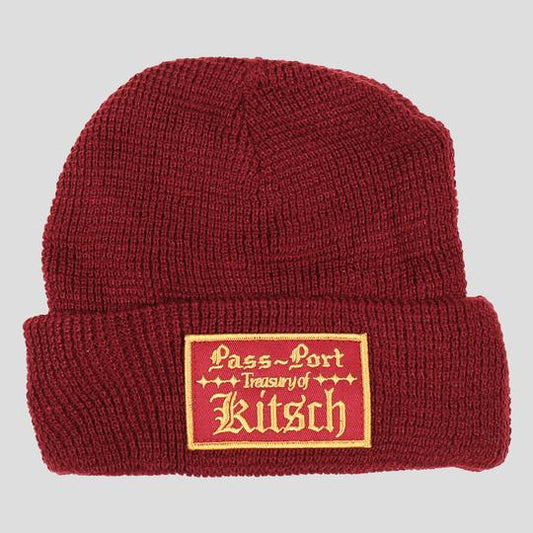 Passport Beanie Treasury Waffle Knit Maroon OSFA Pass port Skateboard Headwear