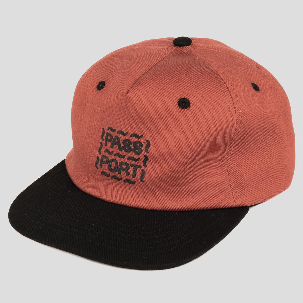 Passport Cap Messy Logo 6 Panel Rust Black Snapback Pass Port Skateboard Hat