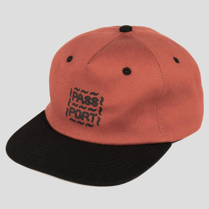Passport Cap Messy Logo 6 Panel Rust Black Snapback Pass port Skateboard Hat