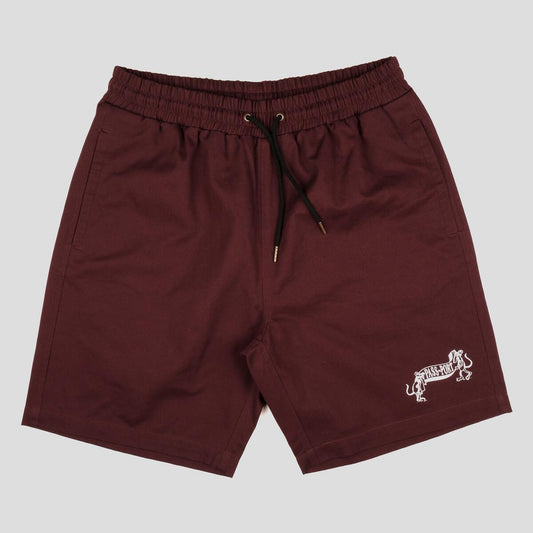 Passport Shorts P~P MISSING TILDE Maroon Pass port Skateboard Walkshorts