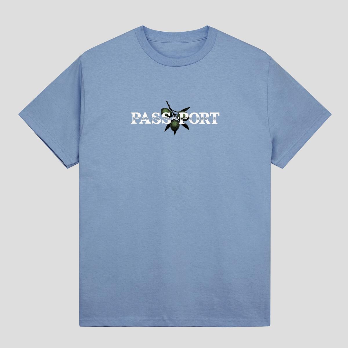 Passport Tee Olive Puff Print Carolina Blue Pass Port Skateboard T-Shirt