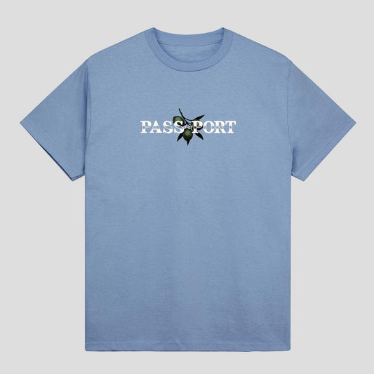 Passport Tee Olive Puff Print Carolina Blue Pass Port Skateboard T-Shirt