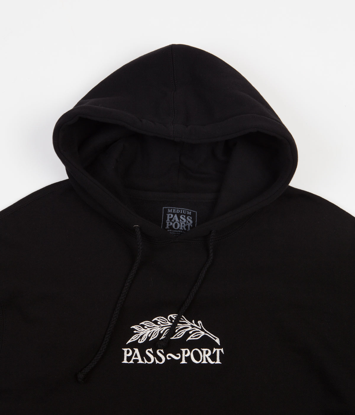 Passport Hood Quill Embroidery Black Pass~Port Skateboards Pullover