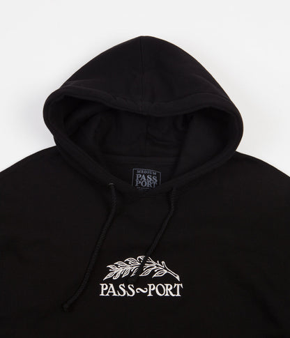 Passport Hood Quill Embroidery Black Pass~Port Skateboards Pullover