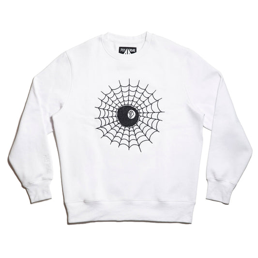 Piss Drunx x Lotties Crew Web 8ball Krewneck WHT/BLK Skateboard Crewneck