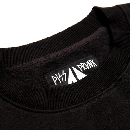 Piss Drunx x Lotties Moey Crew Web 8Ball Black Skateboard Crewneck