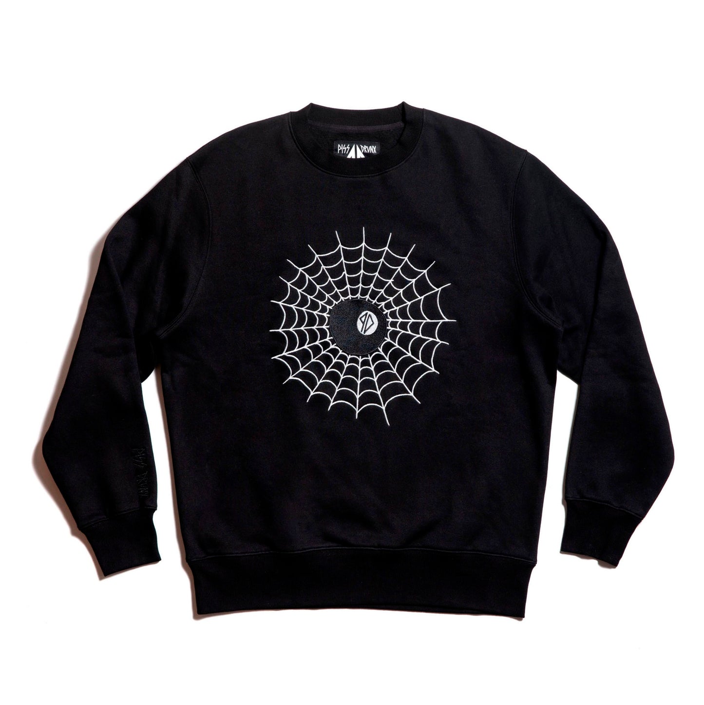 Piss Drunx x Lotties Moey Crew Web 8Ball Black Skateboard Crewneck