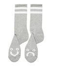 Polar Skate Co Socks Happy Sad Heather Grey Classic Crew Osfm Skateboard Sox