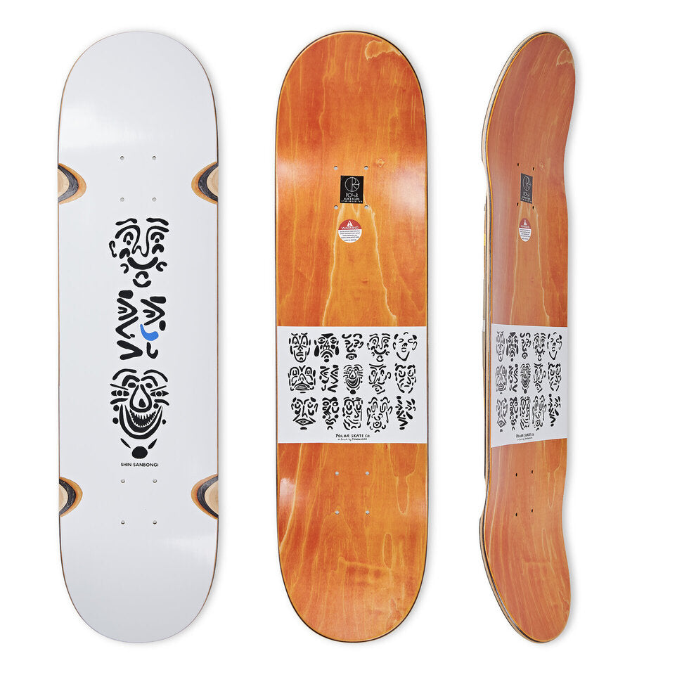 Polar Skateboard Deck Shin Sanbongi Faces Wheel Wells White 8 25