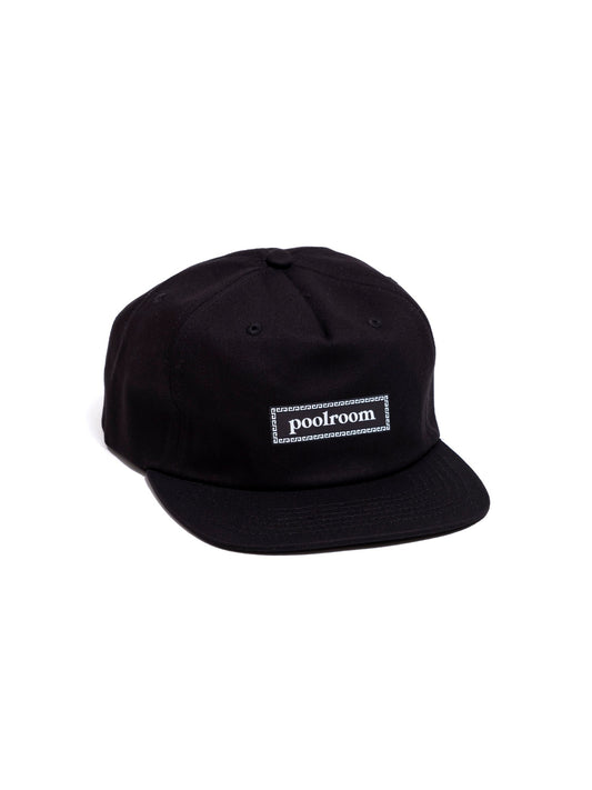 Poolroom Cap Durrant Logo Snapback Black Unstructured Skateboard Hat