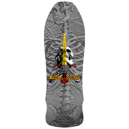 Powell Peralta Skateboard Deck Skull & Sword Silver Geegah 9.75" Reissue