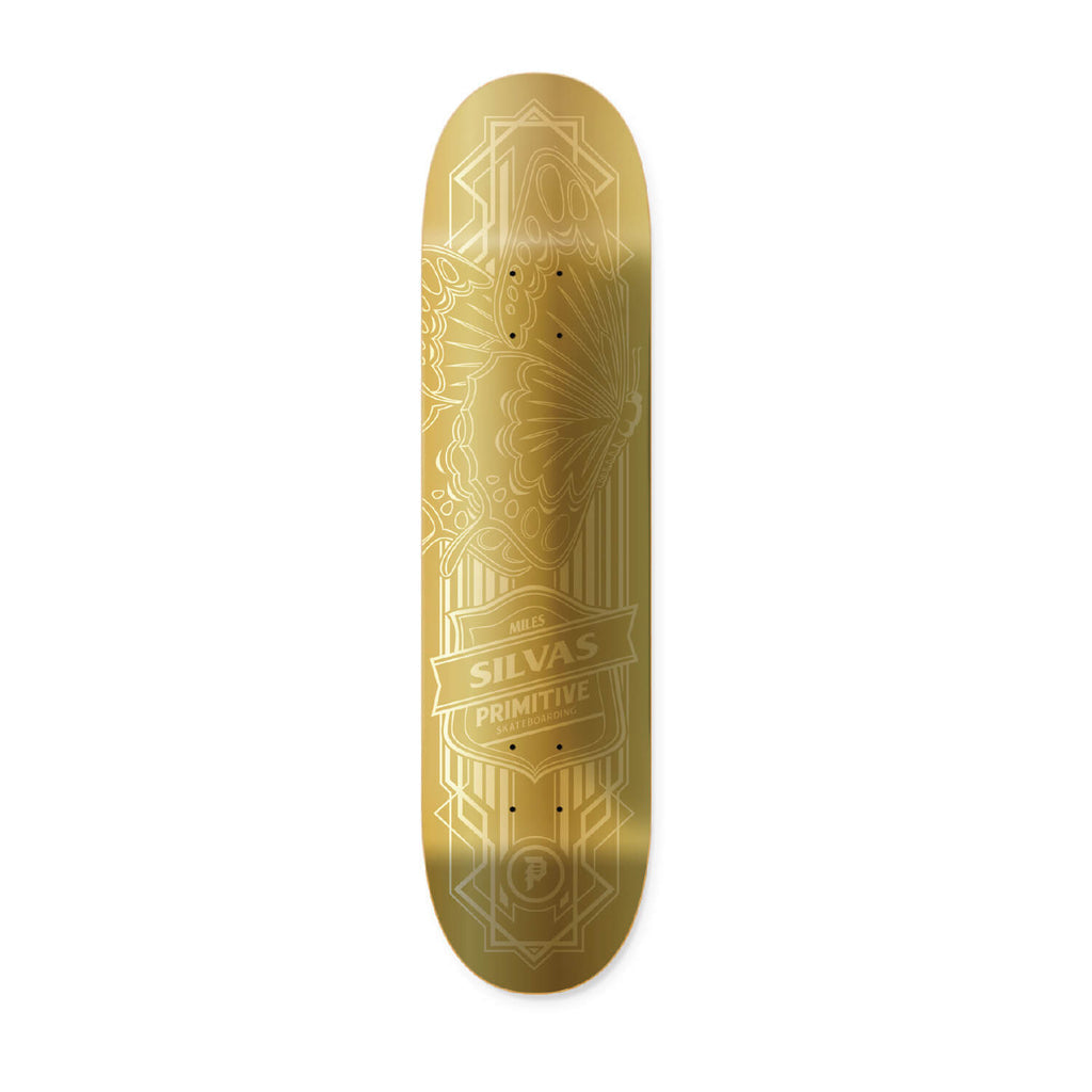 Primitive Skateboard Deck Miles Silvas Gold Foil Butterfly 8.25"