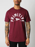 Primitive Skateboard Tee Big Arch Dirty P Pennant Burgundy T Shirt