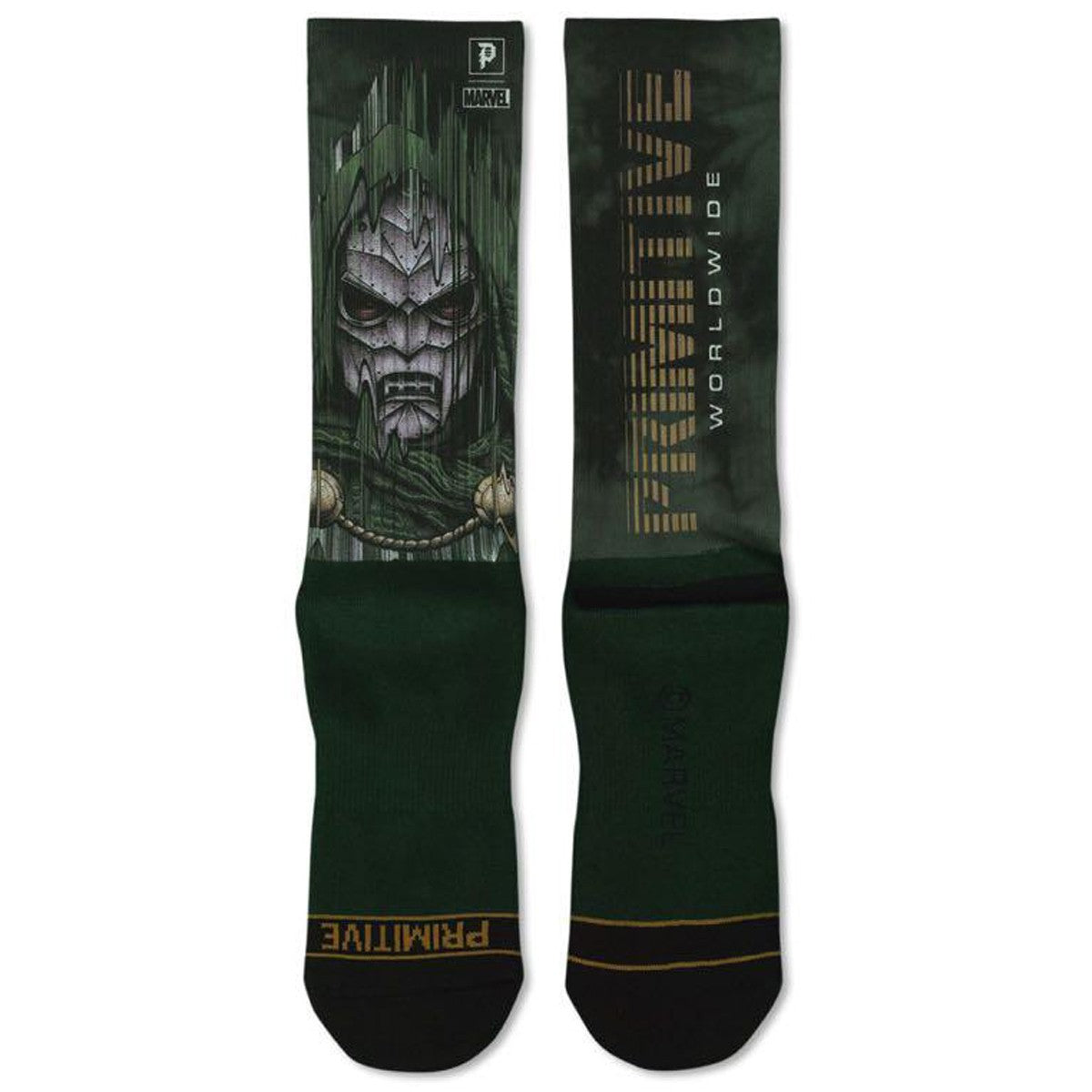 Primitive Socks X Marvel Dr Doom Green Crew One Size Skateboard Sox